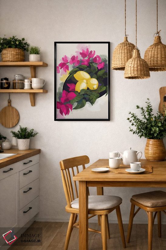 تابلو دکوراتیو گل کاغذی و لیمو اثر بلرز بای ای آی - D6B