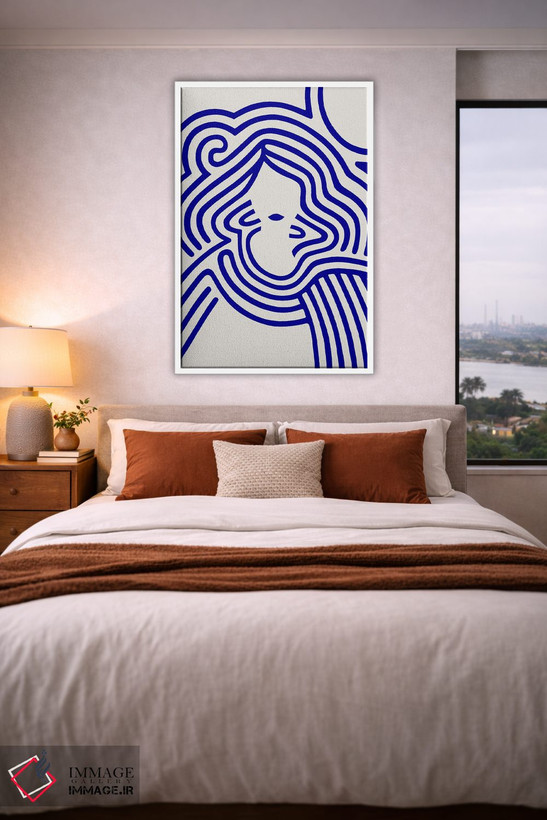 تابلو مینیمال بریت در بژ و آبی نیلی اثر بلرز بای ای آی - D2W