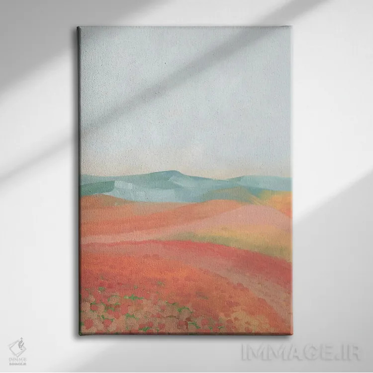 تابلو مدرن منظره مرجانی رمی اثر بلرز بای ای آی - نمای روبهرو روی دیوار