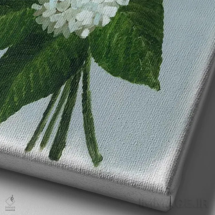 تابلو مدرن دسته گل ادریسی بلومـا اثر بلرز بای ای آی - نمای نزدیک بافت بوم