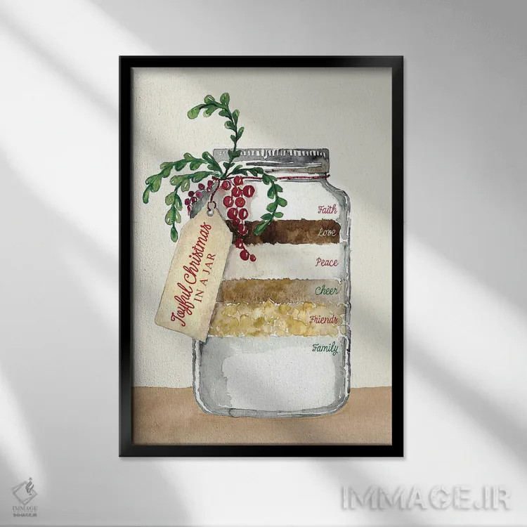 تابلو دکوراتیو دستور شادی بخش کریسمس در شیشه اثر بلرز بای ای آی - نمای قابدار مشکی