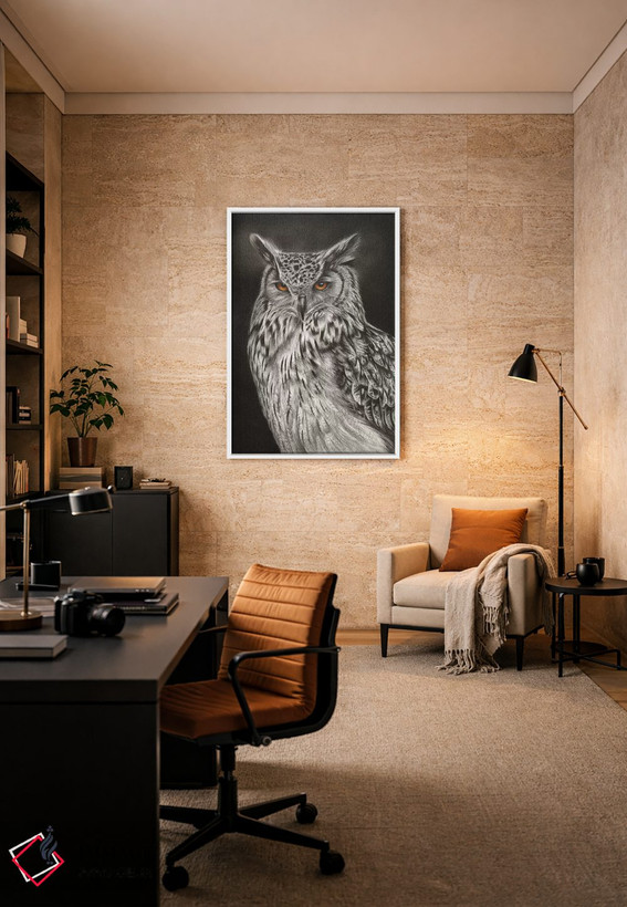 تابلو دکوراتیو جغد عقاب گونه اثر ریچارد مک وی - D5W