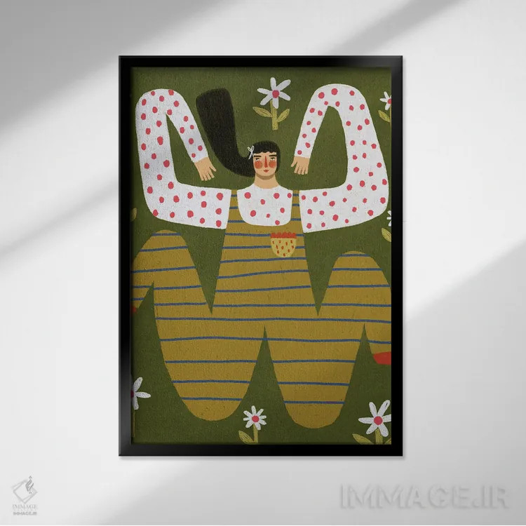 تابلو دکوراتیو مروارید اثر رنه مل یا - نمای قابدار مشکی