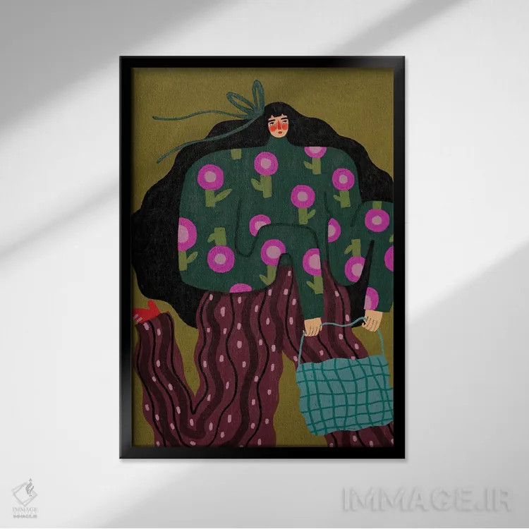 تابلو دکوراتیو به خرید رفتن اثر رنه مل یا - نمای قابدار مشکی