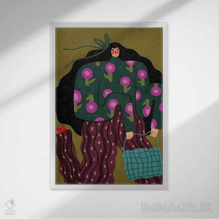 تابلو دکوراتیو به خرید رفتن اثر رنه مل یا - نمای قابدار سفید