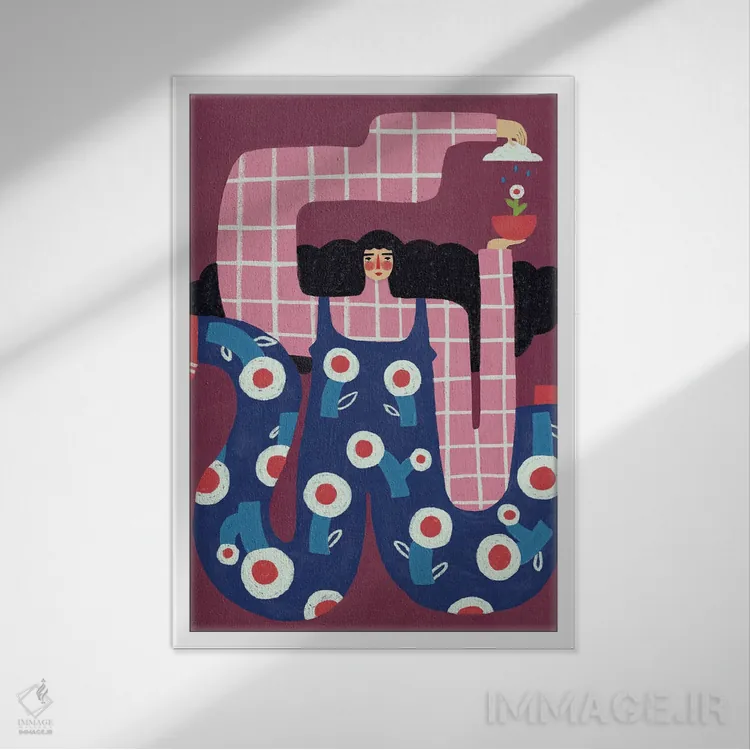 تابلو دکوراتیو گیاهانت را آب بده اثر رنه مل یا - نمای قابدار سفید