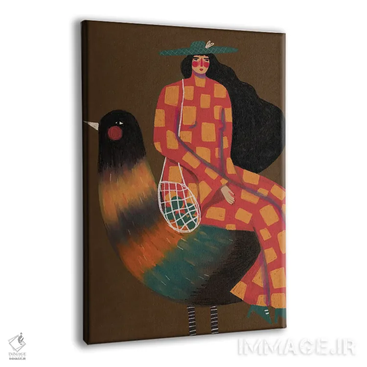 تابلو دکوراتیو دختر سوار بر پرنده اثر رنه مل یا - نمای پرسپکتیو محصول