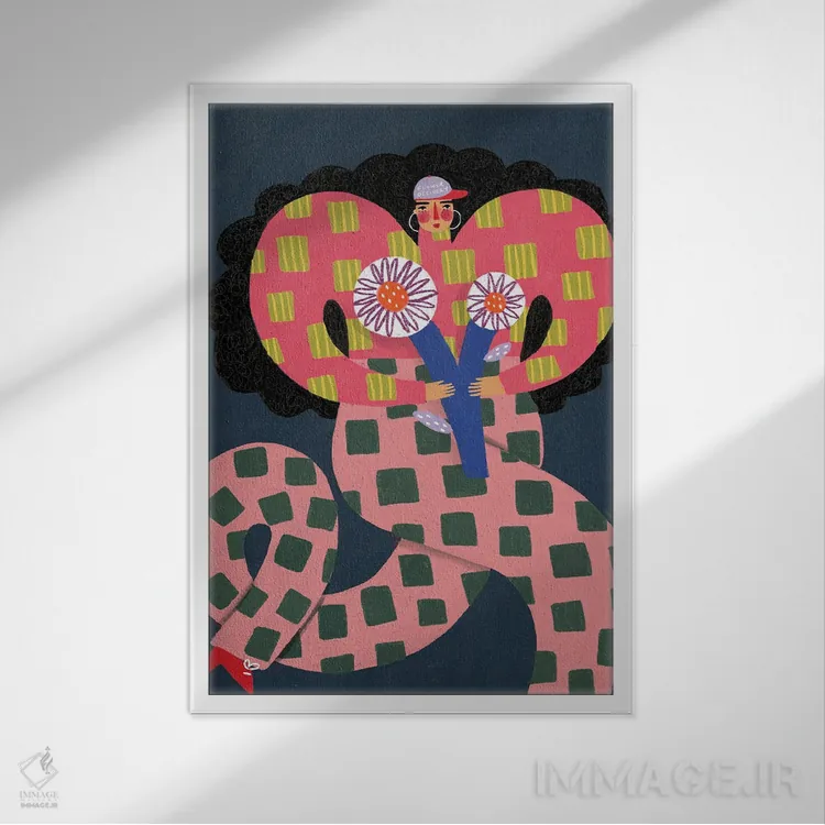 تابلو دکوراتیو تحویل گل اثر رنه مل یا - نمای قابدار سفید