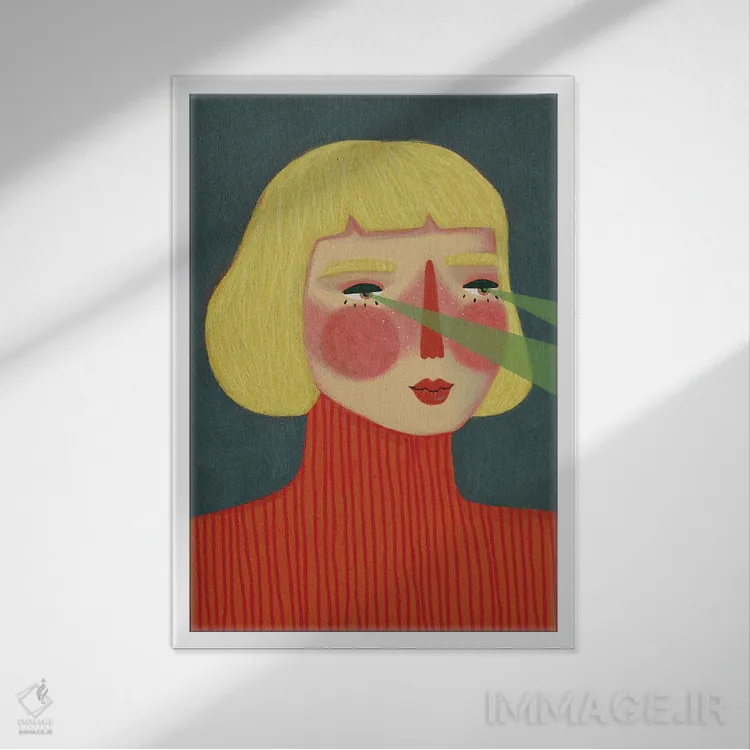 تابلو دکوراتیو لیزرها اثر رنه مل یا - نمای قابدار سفید