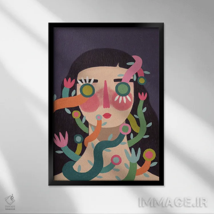 تابلو دکوراتیو پیچک اثر رنه مل یا - نمای قابدار مشکی