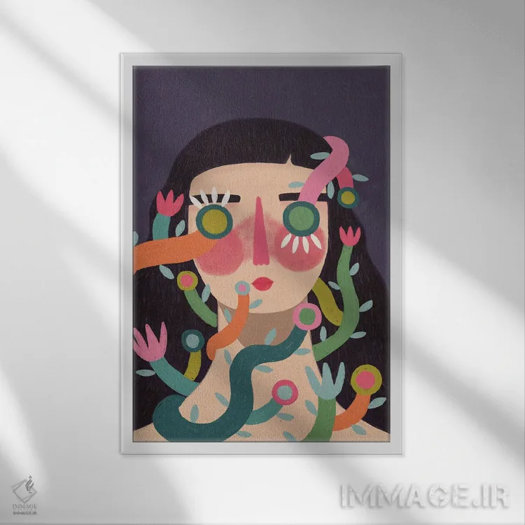 تابلو دکوراتیو پیچک اثر رنه مل یا - نمای قابدار سفید