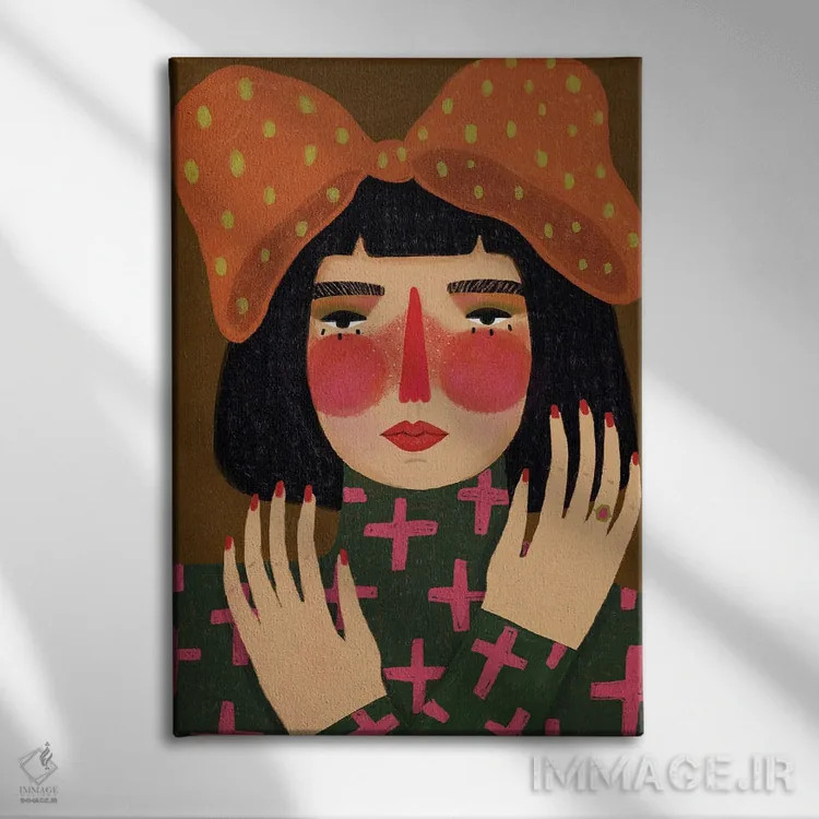 تابلو دکوراتیو کمان یا پاپیون اثر رنه مل یا - نمای روبهرو روی دیوار