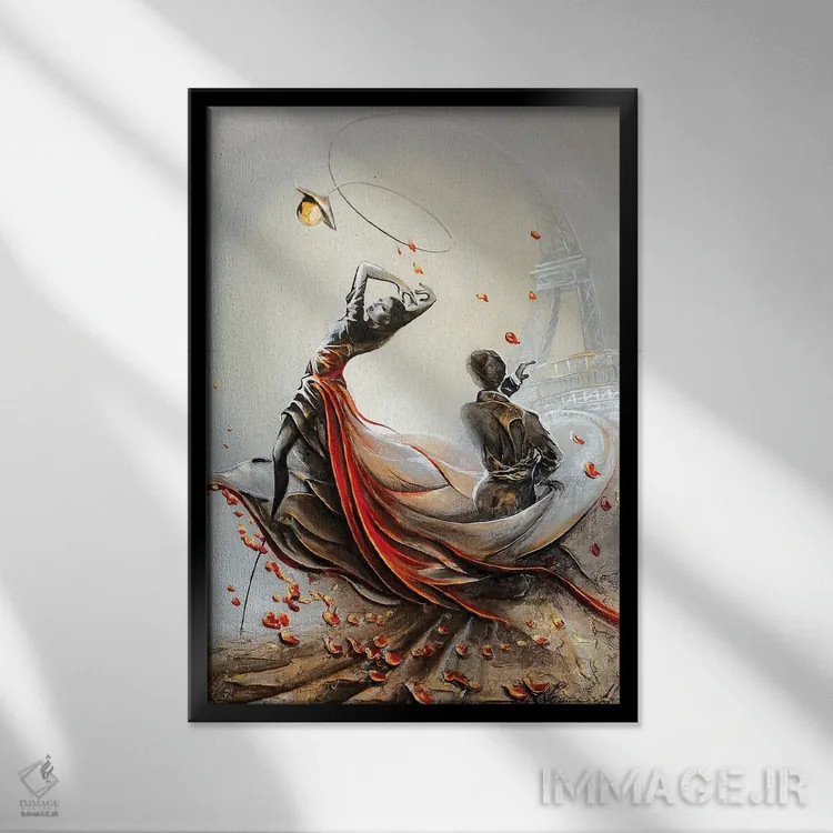 تابلو دکوراتیو تانگو در پاریس اثر راین - نمای قابدار مشکی