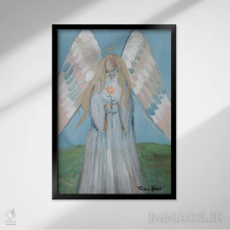 تابلو دکوراتیو فرشته در بهار اثر رابین ماریا - نمای قابدار مشکی