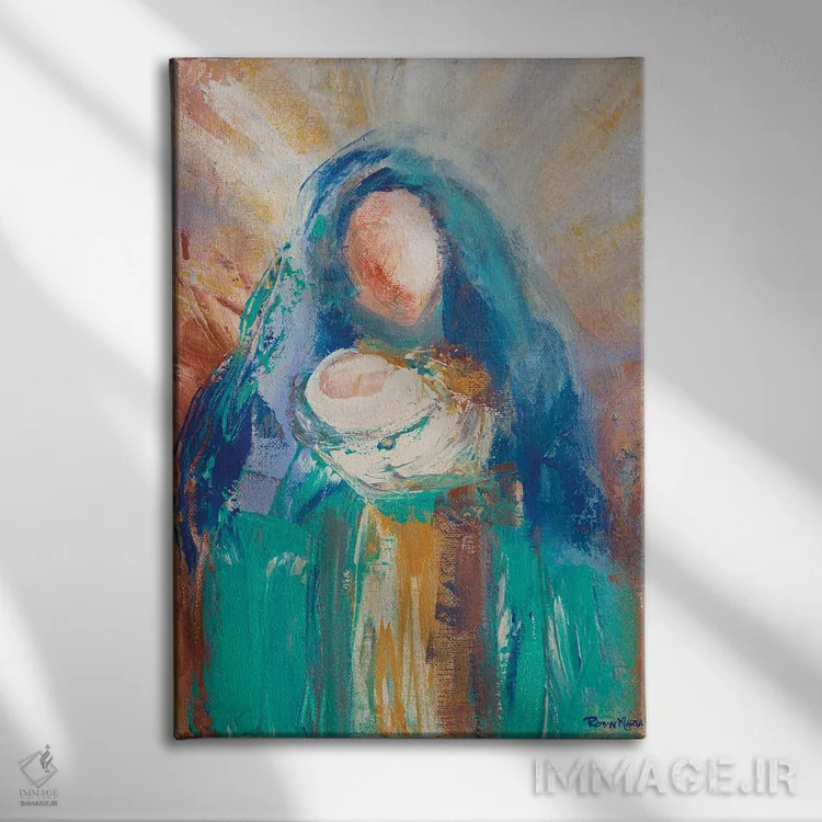 تابلو دکوراتیو مادر و کودک II اثر رابین ماریا - نمای روبهرو روی دیوار