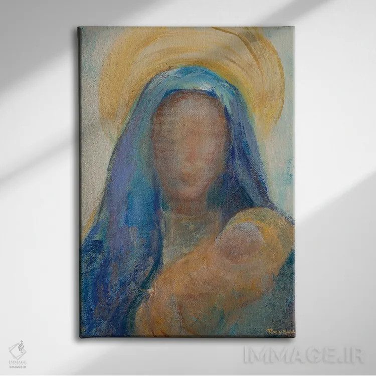 تابلو دکوراتیو مادر و کودک I اثر رابین ماریا - نمای روبهرو روی دیوار