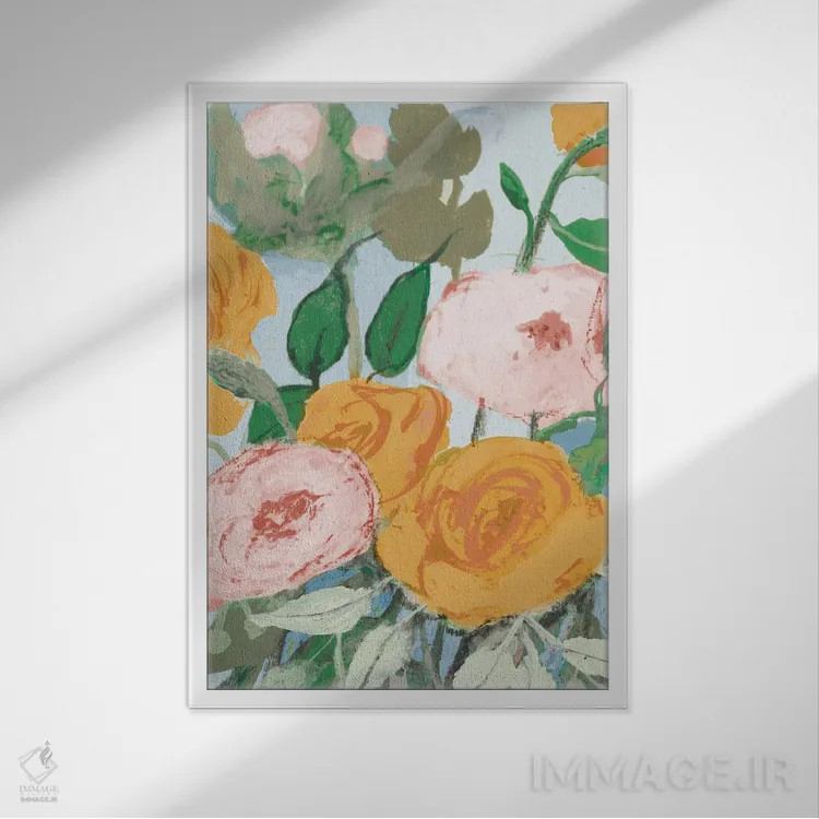 تابلو دکوراتیو رزهای تابستانی اثر رابین ماریا - نمای قابدار سفید