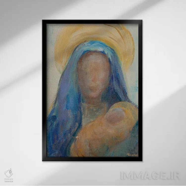 تابلو دکوراتیو مادر و کودک I اثر رابین ماریا - نمای قابدار مشکی