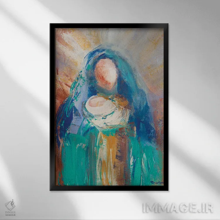 تابلو دکوراتیو مادر و کودک II اثر رابین ماریا - نمای قابدار مشکی