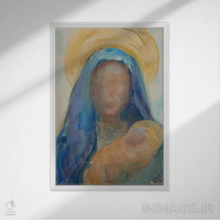 تابلو دکوراتیو مادر و کودک I اثر رابین ماریا - نمای قابدار سفید