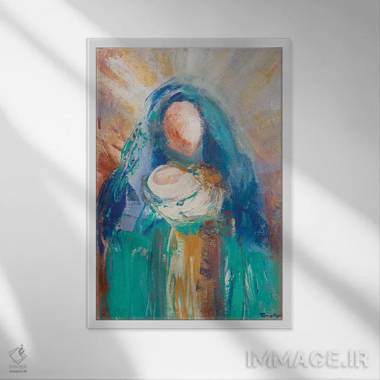 تابلو دکوراتیو مادر و کودک II اثر رابین ماریا - نمای قابدار سفید