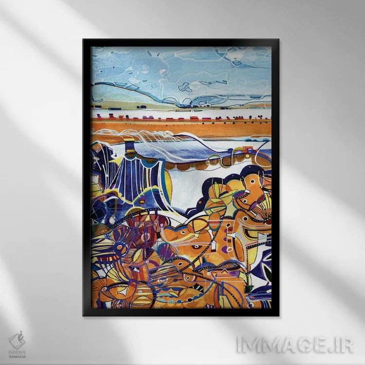 تابلو انتزاعی ساحلی اثر ربکا موی - نمای قابدار مشکی