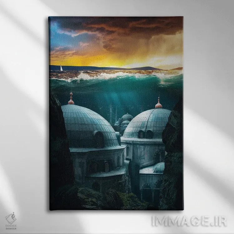 تابلو دکوراتیو شهر زیر آب اثر روویم نوگا - نمای روبهرو روی دیوار