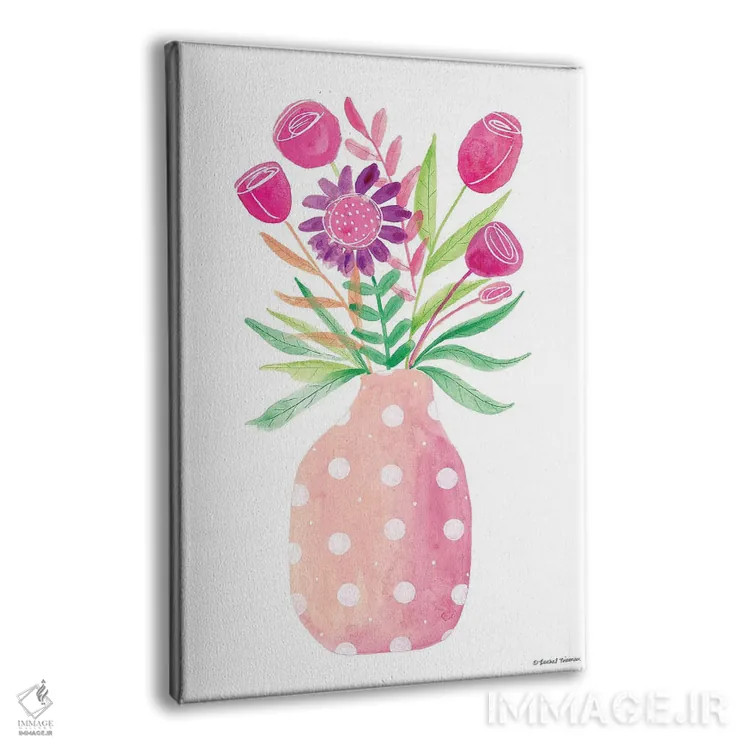 تابلو دکوراتیو گلدان صورتی زیبا اثر ریچل نیمان - نمای پرسپکتیو محصول