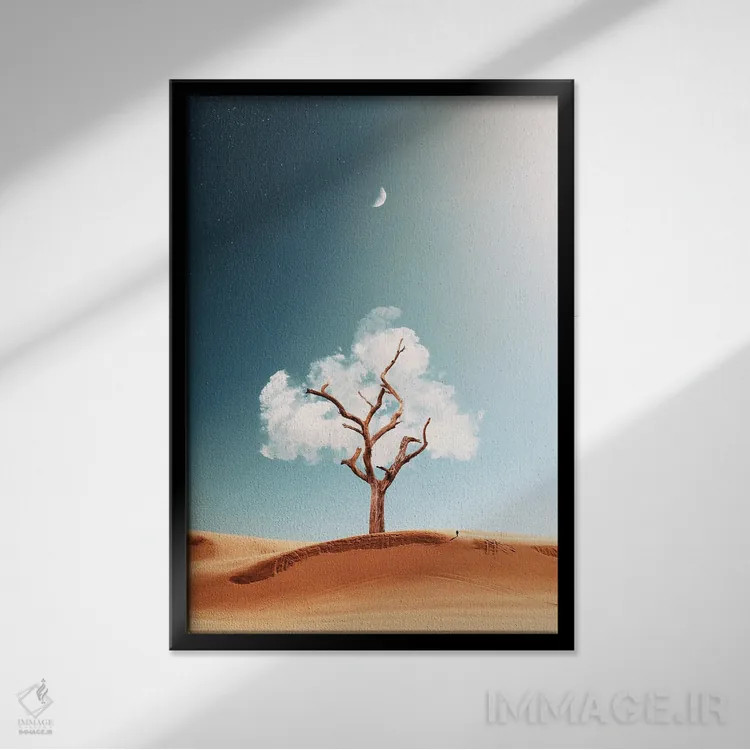 تابلو دکوراتیو درخت ابری اثر روویم نوگا - نمای قابدار مشکی