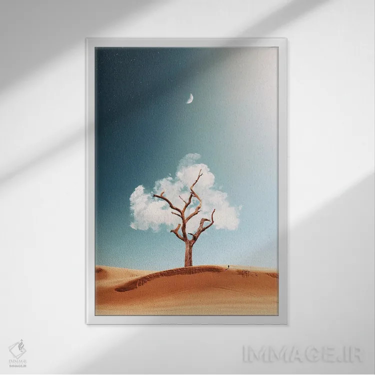 تابلو دکوراتیو درخت ابری اثر روویم نوگا - نمای قابدار سفید