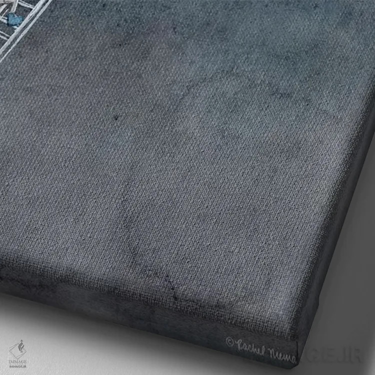 تابلو دکوراتیو نردبان به سمت ماه اثر ریچل نیمان - نمای نزدیک بافت بوم