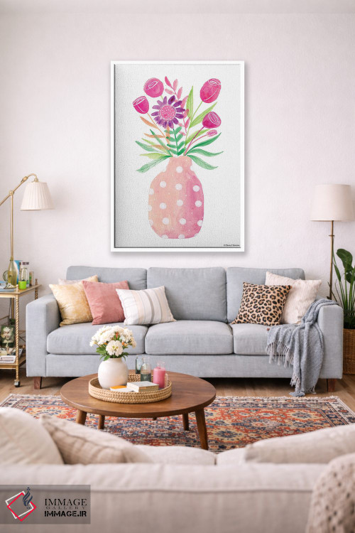تابلو دکوراتیو گلدان صورتی زیبا اثر ریچل نیمان - D1W