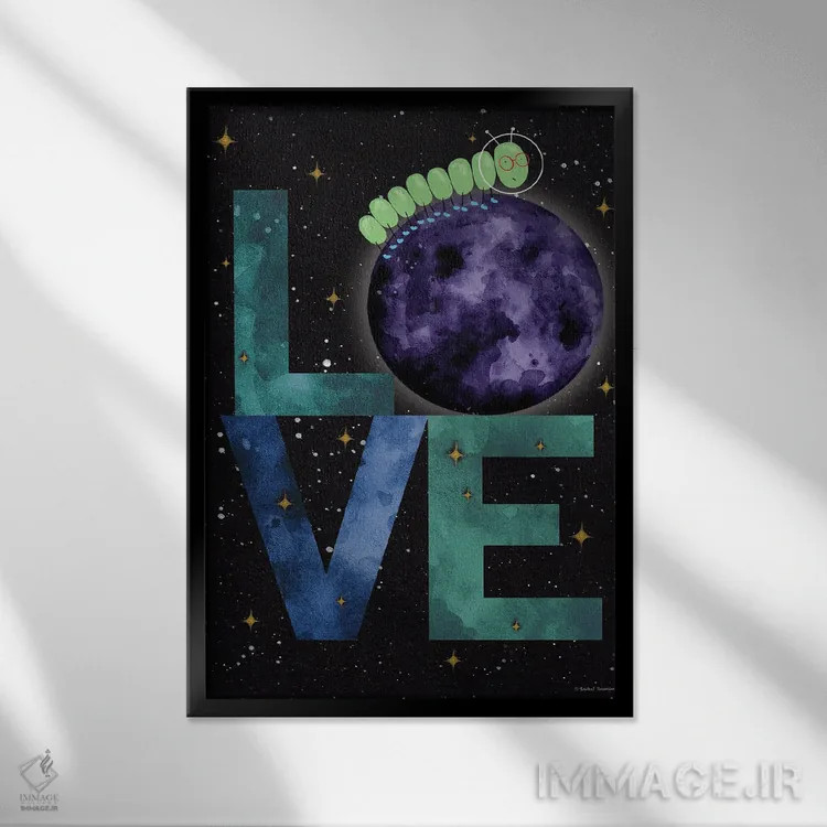 تابلو دکوراتیو ماجراجویی کرم ابریشم II اثر ریچل نیمان - نمای قابدار مشکی