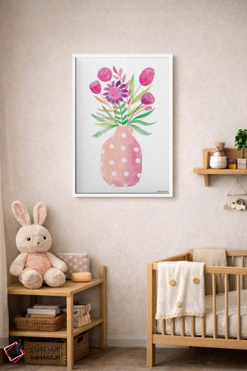 تابلو دکوراتیو گلدان صورتی زیبا اثر ریچل نیمان - D3W