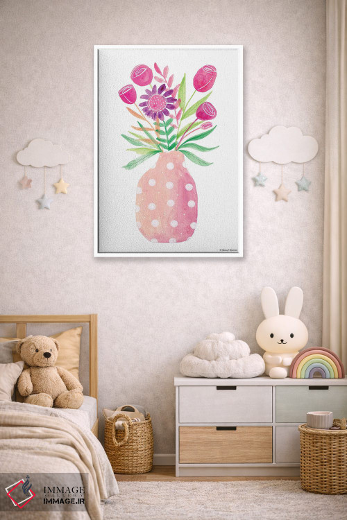 تابلو دکوراتیو گلدان صورتی زیبا اثر ریچل نیمان - D4W