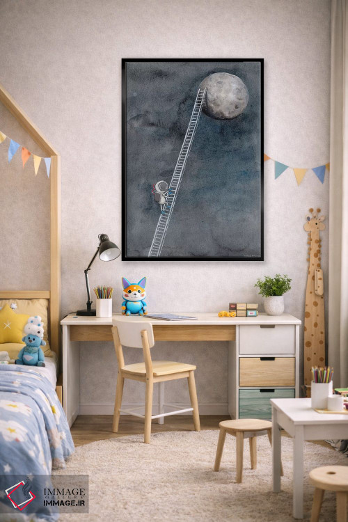 تابلو دکوراتیو نردبان به سمت ماه اثر ریچل نیمان - D2B