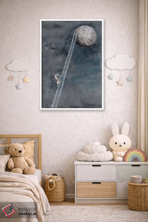 تابلو دکوراتیو نردبان به سمت ماه اثر ریچل نیمان - D3W
