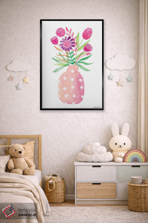 تابلو دکوراتیو گلدان صورتی زیبا اثر ریچل نیمان - D6B