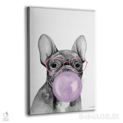 تابلو دکوراتیو توله سگ آدامس بادکنکی اثر ریچل نیمان - نمای پرسپکتیو محصول