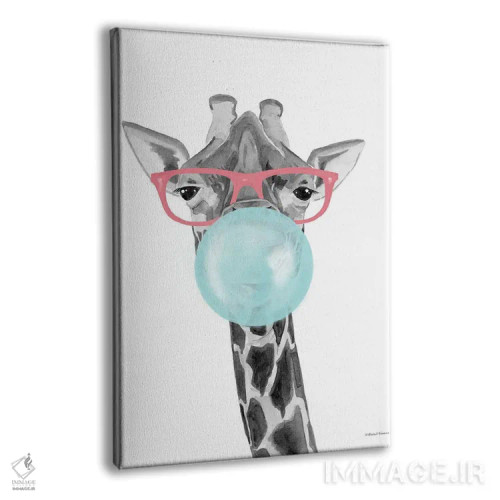 تابلو دکوراتیو زرافه آدامس بادکنکی اثر ریچل نیمان - نمای پرسپکتیو محصول
