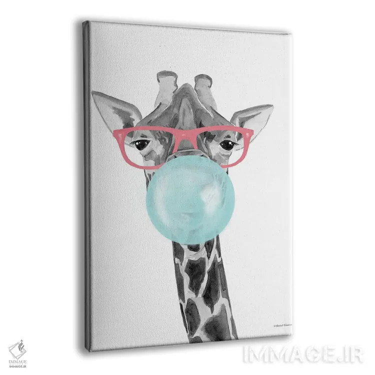 تابلو دکوراتیو زرافه آدامس بادکنکی اثر ریچل نیمان - نمای پرسپکتیو محصول