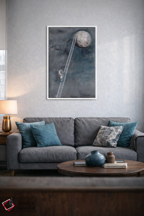 تابلو دکوراتیو نردبان به سمت ماه اثر ریچل نیمان - D4W