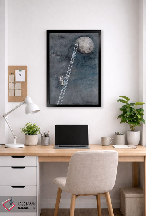 تابلو دکوراتیو نردبان به سمت ماه اثر ریچل نیمان - D6B