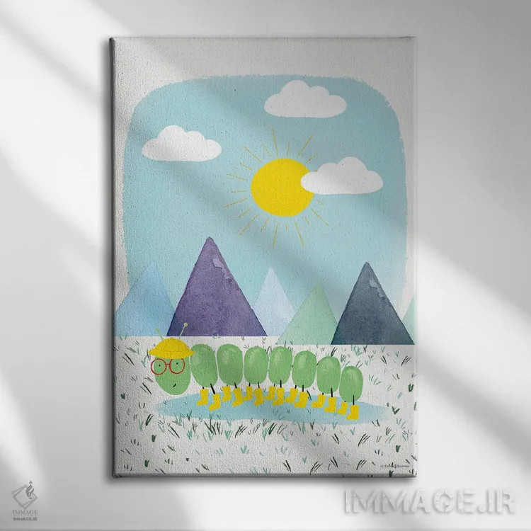 تابلو دکوراتیو ماجراجویی کرم ابریشم III اثر ریچل نیمان - نمای روبهرو روی دیوار