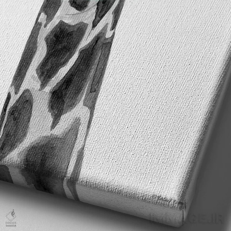 تابلو دکوراتیو زرافه آدامس بادکنکی اثر ریچل نیمان - نمای نزدیک بافت بوم