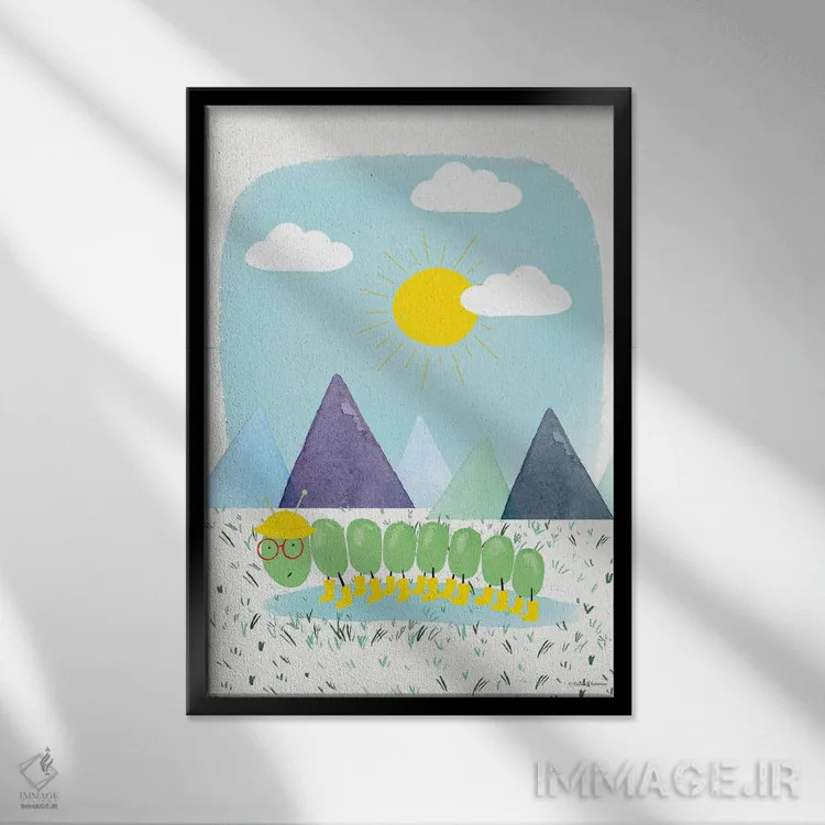 تابلو دکوراتیو ماجراجویی کرم ابریشم III اثر ریچل نیمان - نمای قابدار مشکی