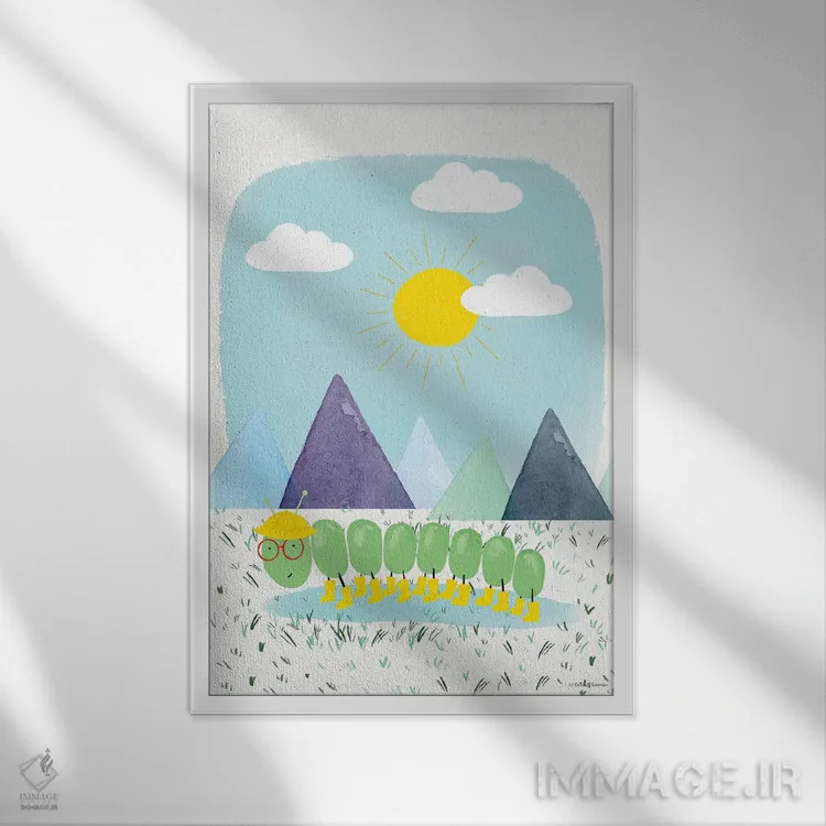 تابلو دکوراتیو ماجراجویی کرم ابریشم III اثر ریچل نیمان - نمای قابدار سفید