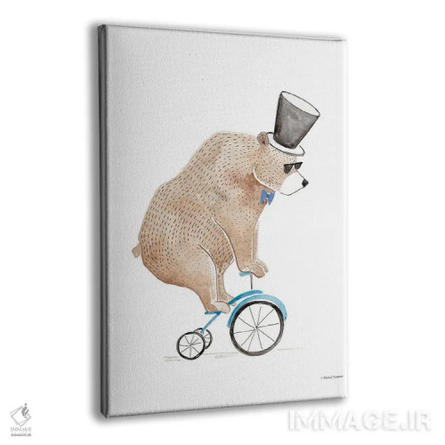 تابلو دکوراتیو خرس سوار دوچرخه اثر ریچل نیمان - نمای پرسپکتیو محصول