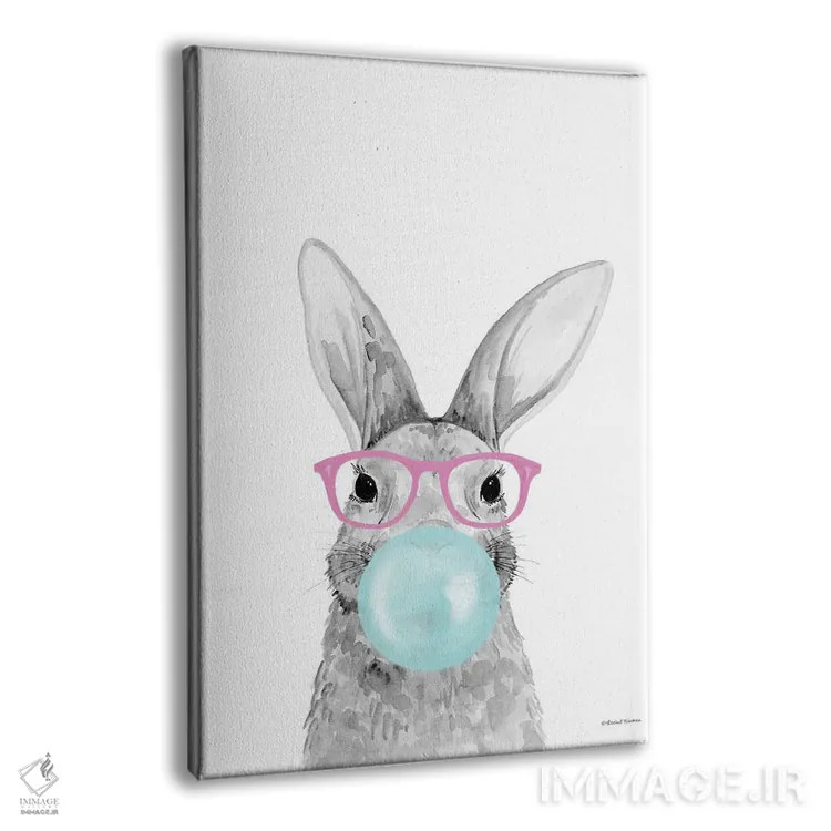 تابلو دکوراتیو خرگوش آدامس بادکنکی اثر ریچل نیمان - نمای پرسپکتیو محصول