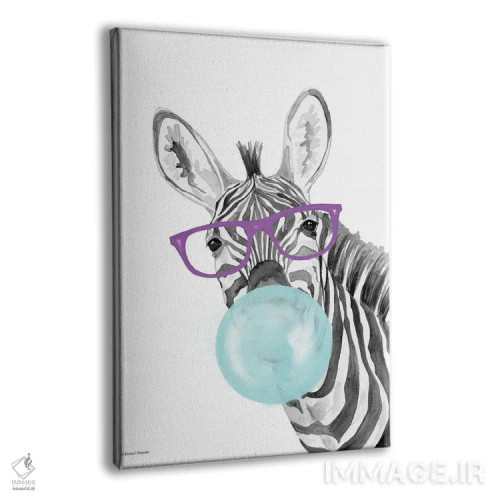 تابلو دکوراتیو گورخر آدامس بادکنکی اثر ریچل نیمان - نمای پرسپکتیو محصول